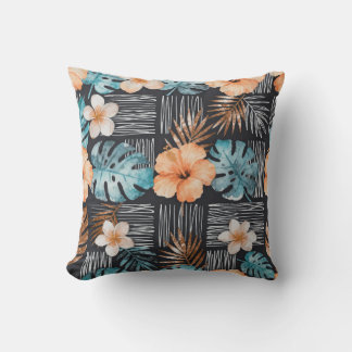 Oreiller jeté floral tropical foncé