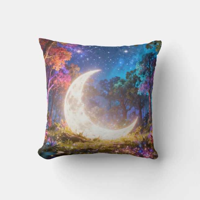 Oreiller jeté Forêt Fantastique Croissant de Lune (Recto)