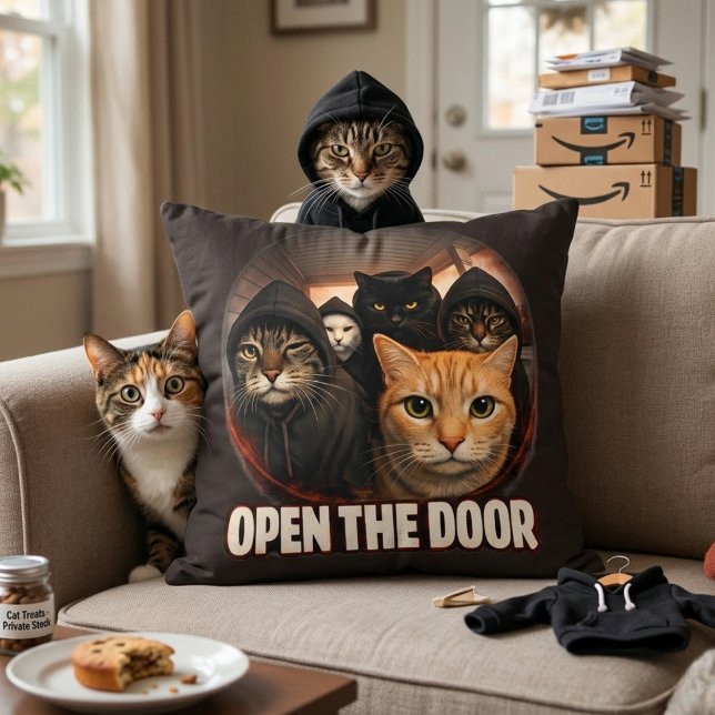 Oreiller jeté Funny Cats in Hoodies (Créateur téléchargé)