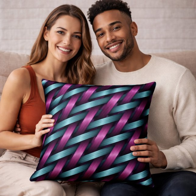 Oreiller jeté géométrique sarcelle magenta moderne (Créateur téléchargé)