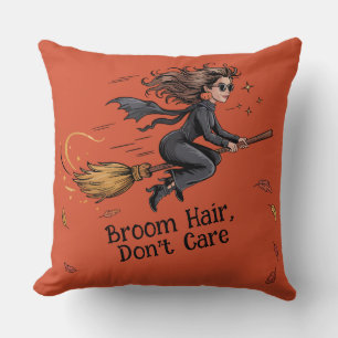 Oreiller jeté Halloween "Balai Cheveux, Peu Import
