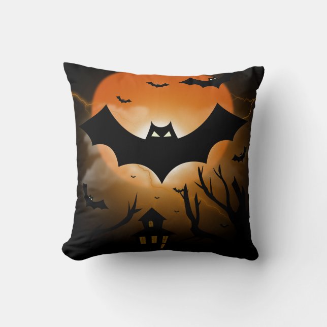 Oreiller jeté Halloween effrayant Maison hantée Go (Recto)