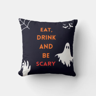 Oreiller jeté Halloween « Manger, boire et être ef