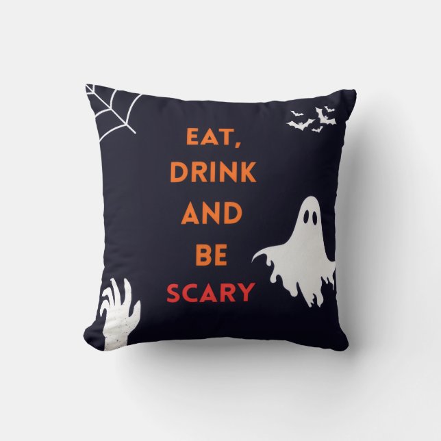 Oreiller jeté Halloween « Manger, boire et être ef (Recto)