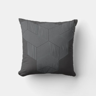 Oreiller jeté illusion optique isométrique gris mo