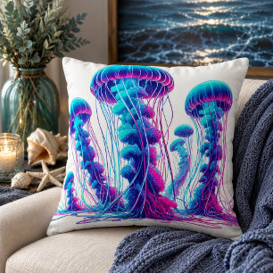 Oreiller jeté inspiré des méduses : Océan lumineux