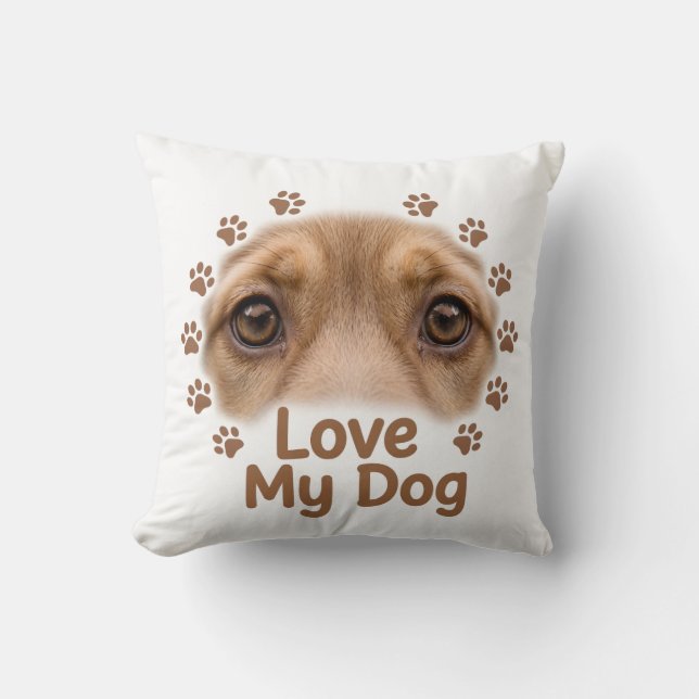 Oreiller jeté J'aime mon chien (Recto)
