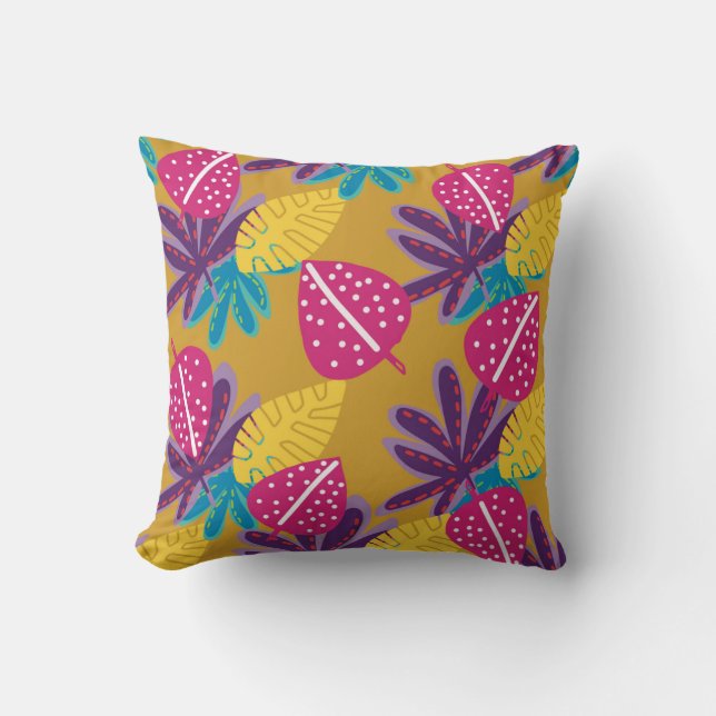 Oreiller jeté jaune tropical pour décoration de la (Recto)