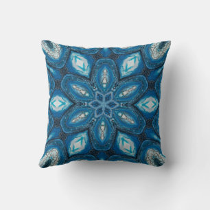 Oreiller jeté kaléidoscope bleu