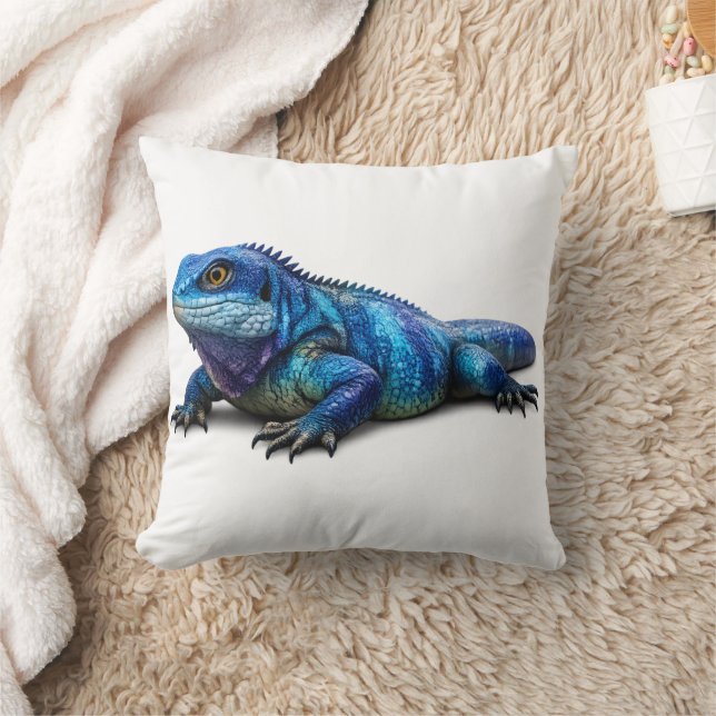 Oreiller jeté lézard Iguane bleu moderne (Couverture)