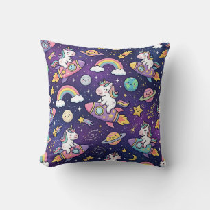 Oreiller Jeté Licorne de l'Espace – Motif Galaxie