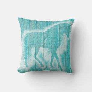 Oreiller jeté licorne d'hiver givré turquoise