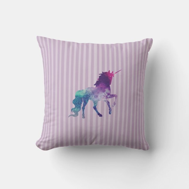 Oreiller jeté Licorne Violette pour Petite Fille (Recto)