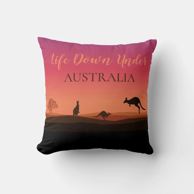 Oreiller jeté Life Down Under Kangaroo Australie (Recto)