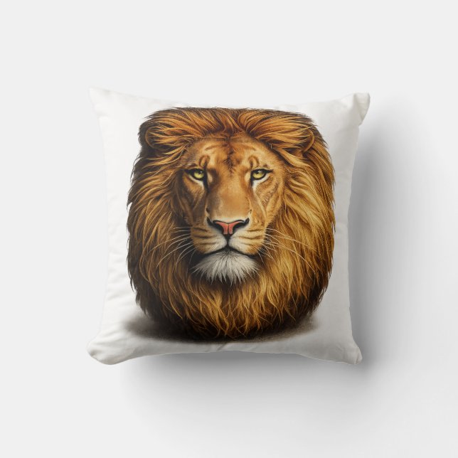 Oreiller jeté Lion Face | Cushio d'animal de jungl (Recto)