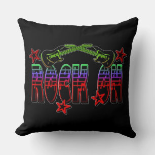 Oreiller jeté Logo Arc-en-ciel Rock On Guitares &