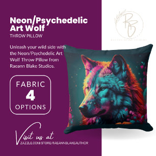 Oreiller jeté Loup Art Néon/Psychedelique