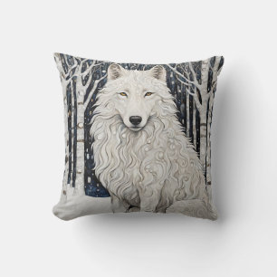 Oreiller jeté Loup Noir Blanc