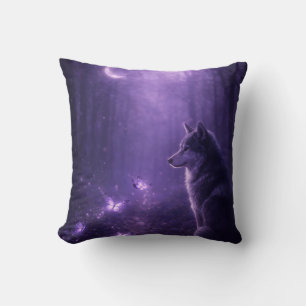 Oreiller jeté Loup Violet Mystique