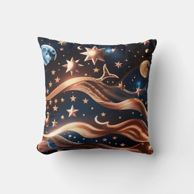 Oreiller jeté – Lune céleste Bronze Luxe (Recto)