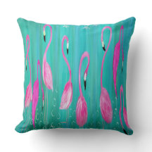 Oreiller jeté maison tropicale des flamants roses