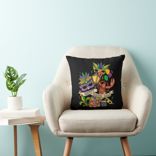 Oreiller jeté Mardi Gras joyeux (Chaise)