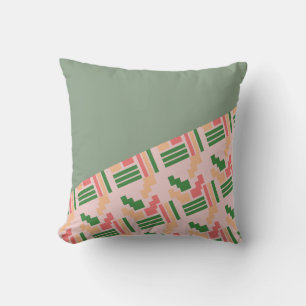 Oreiller jeté mélange de motifs de sauge rose afri