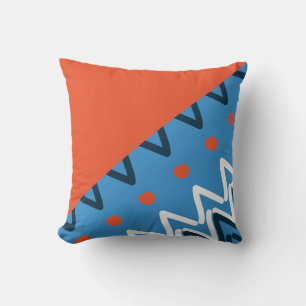Oreiller jeté mélange orange bleu ethnique africai