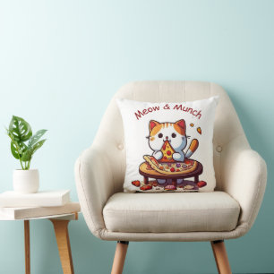 Oreiller jeté Meow & Munch Chat Pizza Mignon