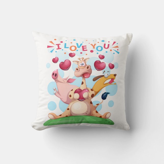 Oreiller Jeté Mignon 'Je T'Aime' (Recto)