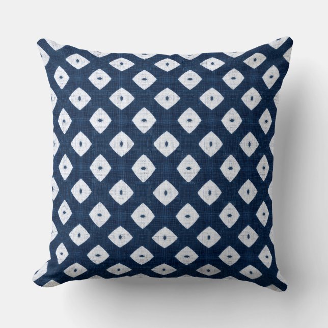Oreiller jeté moderne bleu et blanc (Recto)