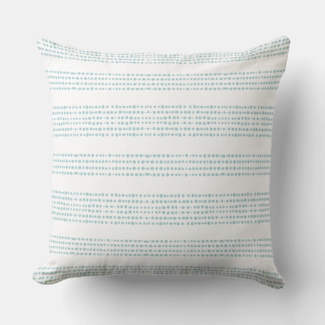 Oreiller jeté moderne côtier bleu aqua et blanc (Recto)