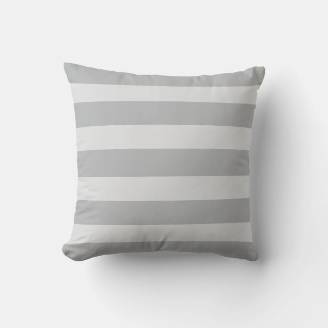 Oreiller jeté moderne gris rayé horizontal (Recto)