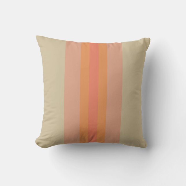 Oreiller jeté moderne rayé beige corail (Recto)