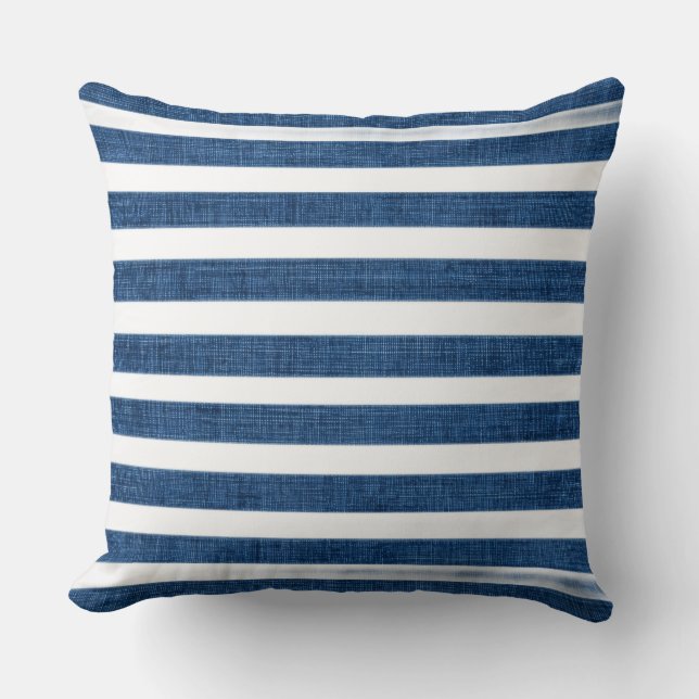 Oreiller jeté moderne rayé bleu (Recto)