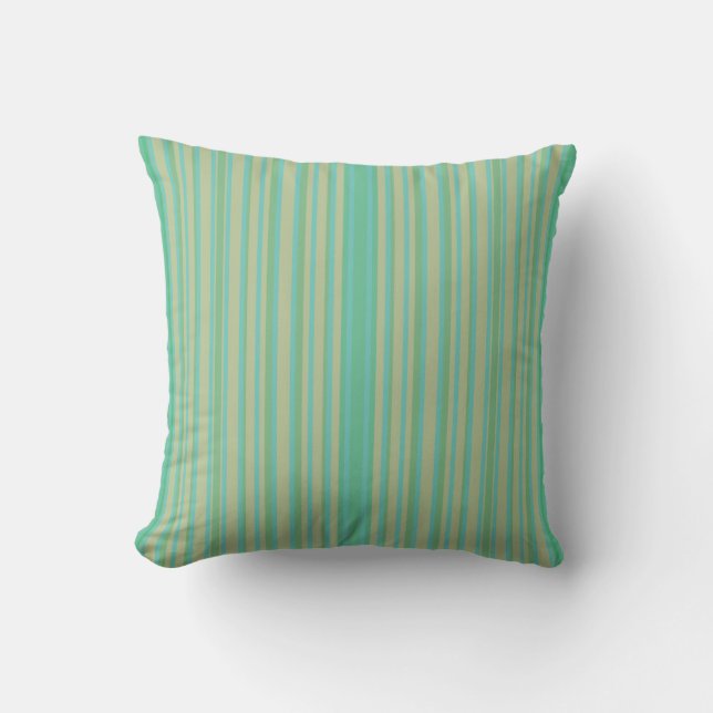 Oreiller jeté moderne vert jade rayé (Recto)