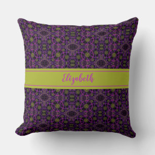 Oreiller jeté monogrammé à motif violet amusant