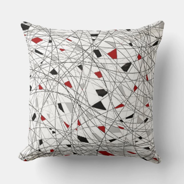 Oreiller jeté motif abstrait de lignes emmêlées (Recto)