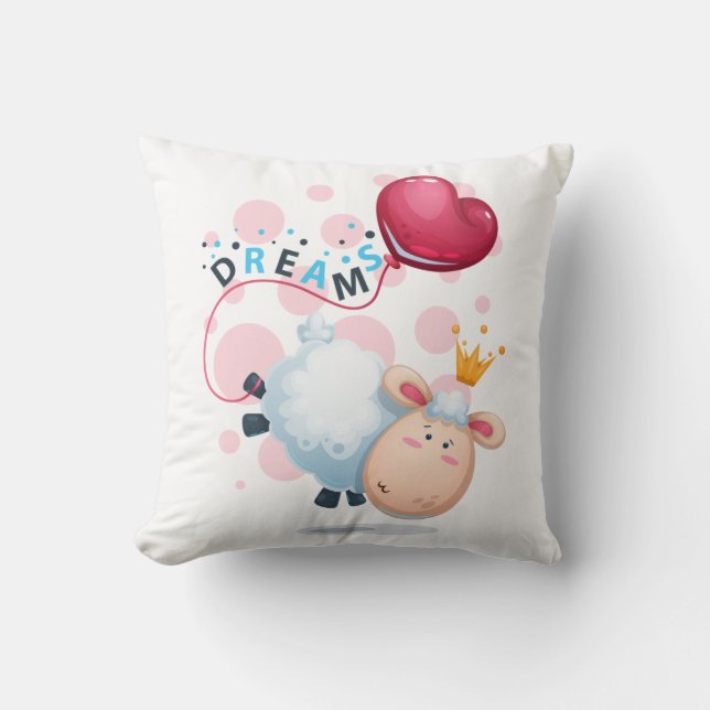 Oreiller jeté Mouton Câlin Rêveur (Recto)