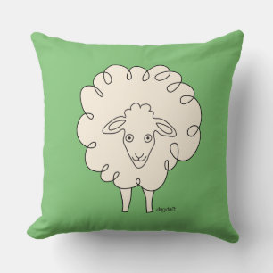 Oreiller jeté mouton fantaisiste crémeux