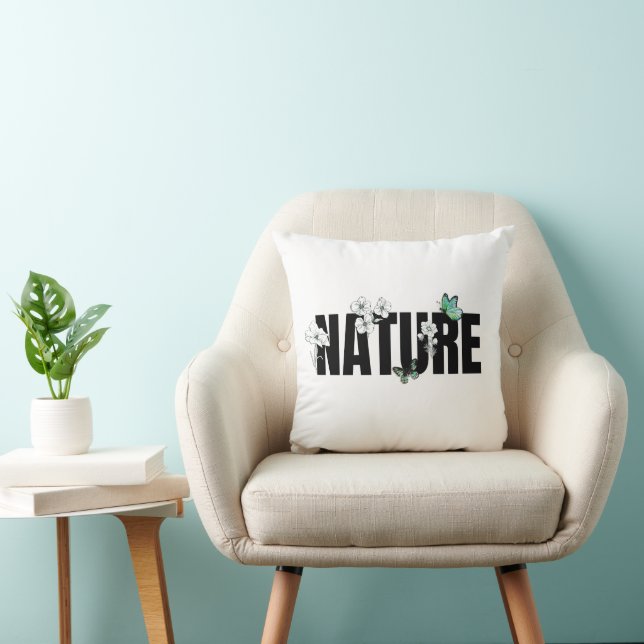 Oreiller jeté Nature Noir Blanc et Vert (Chaise)
