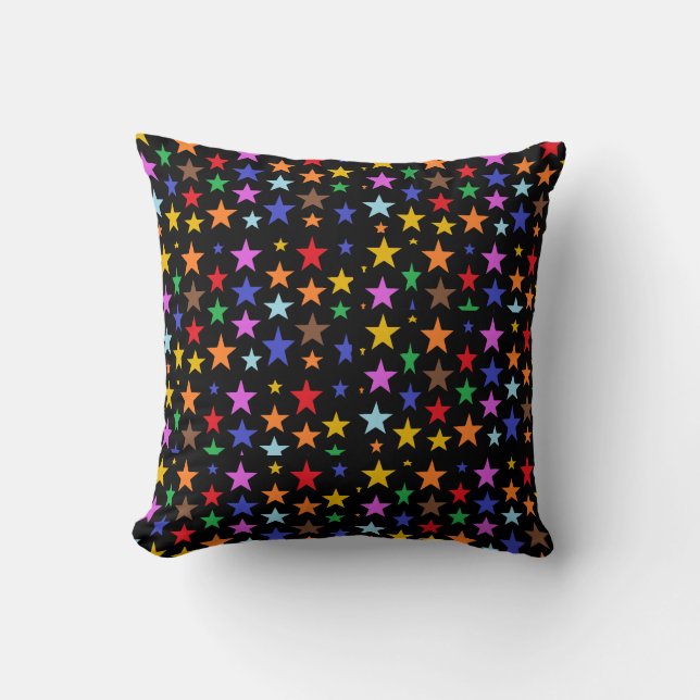 Oreiller jeté noir avec des étoiles pour votre lit (Recto)