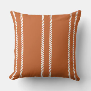 Oreiller jeté orange brûlé classique avec rayures