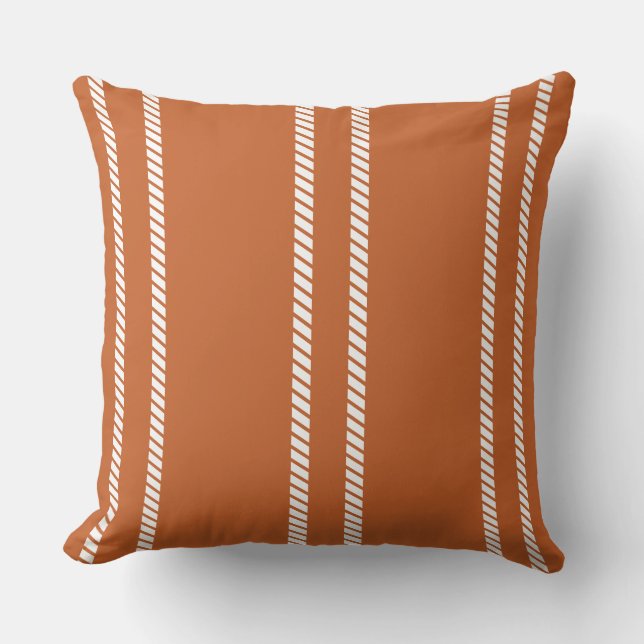 Oreiller jeté orange brûlé classique avec rayures (Recto)
