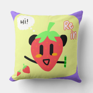 Oreiller jeté Panda Fraise - Rein