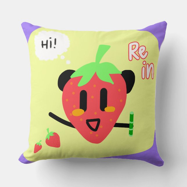 Oreiller jeté Panda Fraise - Rein (Recto)