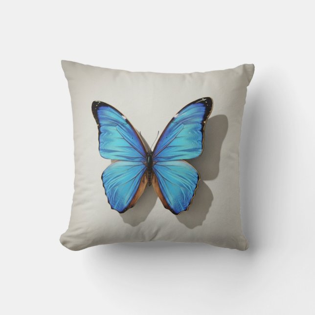 Oreiller jeté papillon bleu décoration inspirée de (Recto)