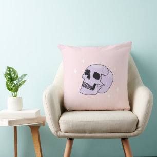 Oreiller jeté Pastel Goth Skull Rose Esthétique