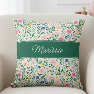 Oreiller jeté personnalisé à motif floral coloré