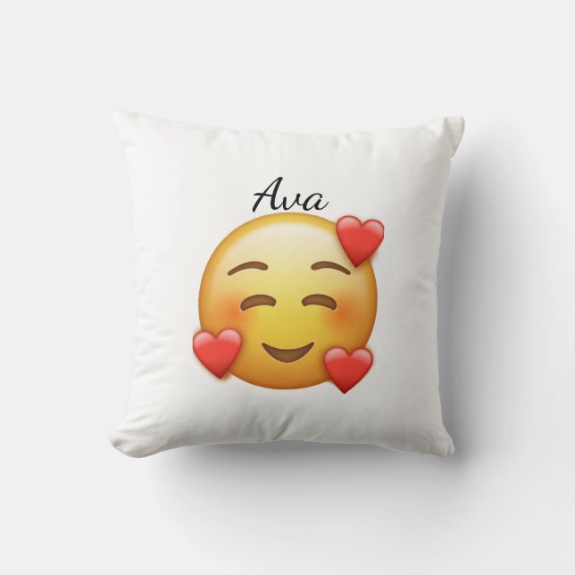 Oreiller jeté personnalisé Ava Cœur-Emoji (Recto)